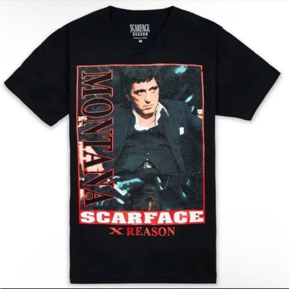 NEW Reason x Scarface Tony Montana 80's T-Shirt Black Men's Size Large - Picture 2 of 8